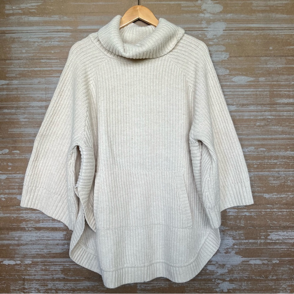 Ugg Wool Blend Turtleneck Ribbed Sweater Cream Preppy Fall Womens XL